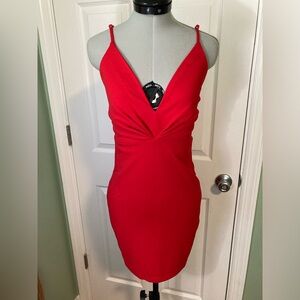 NWOT - Lulu’s Red V-neck Crossback Mini Dress - XS